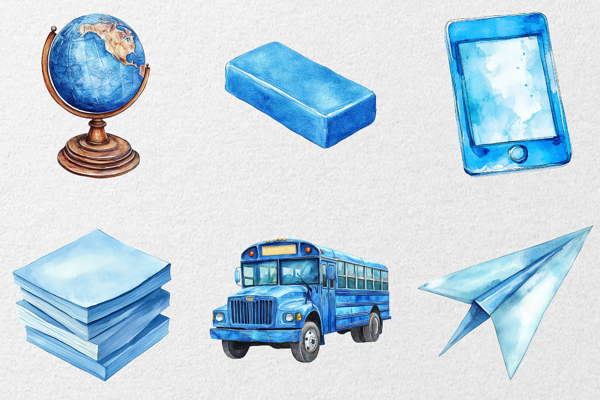 Blue School Clipart, an Illustration by DreamCafeArt (Photo 5 of 7)