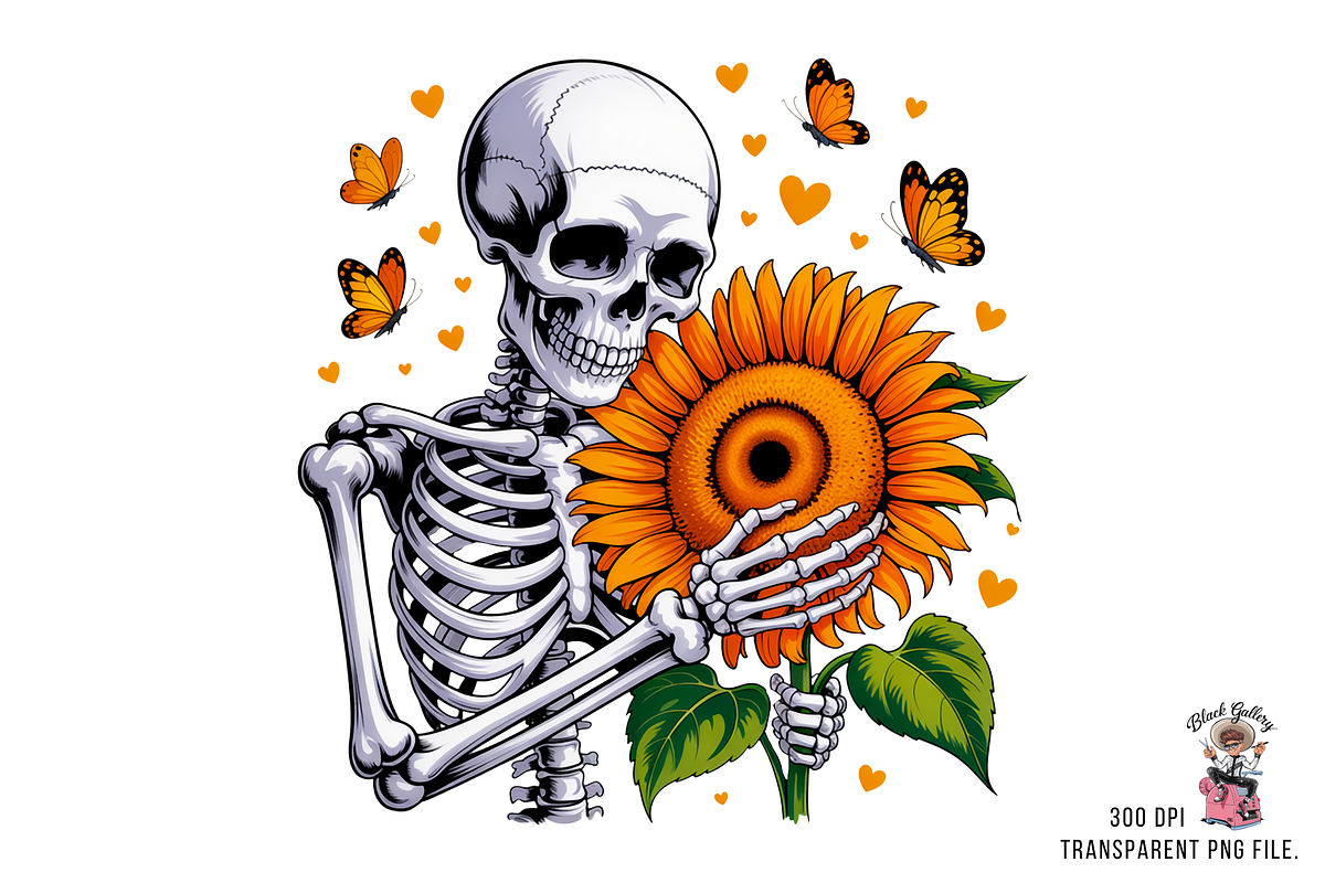 Skeleton Hugging Sunflower PNG, a Graphic by Clipart Bloom (Photo 3 of 12)