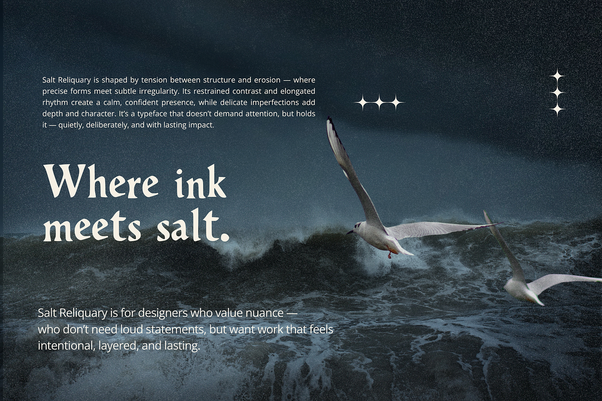 Salted Reliquary Dark Display Serif, a Serif Font by foxsong (Photo 3 of 5)