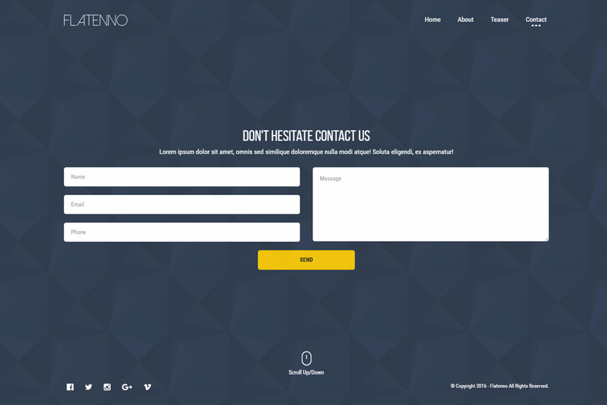 Flatenno Responsive Coming Soon, a HTML Template by thirtyfish (Photo 5 of 6)