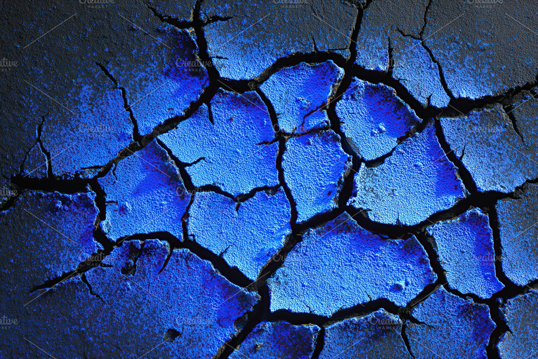 Details of a cracked matte black surface illuminated by blue light at close ran, a Background Photo by AlyaAnd