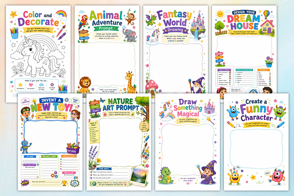 Creative Activity Prompt Book, a Stationery Template by Designmela01 (Photo 2 of 4)