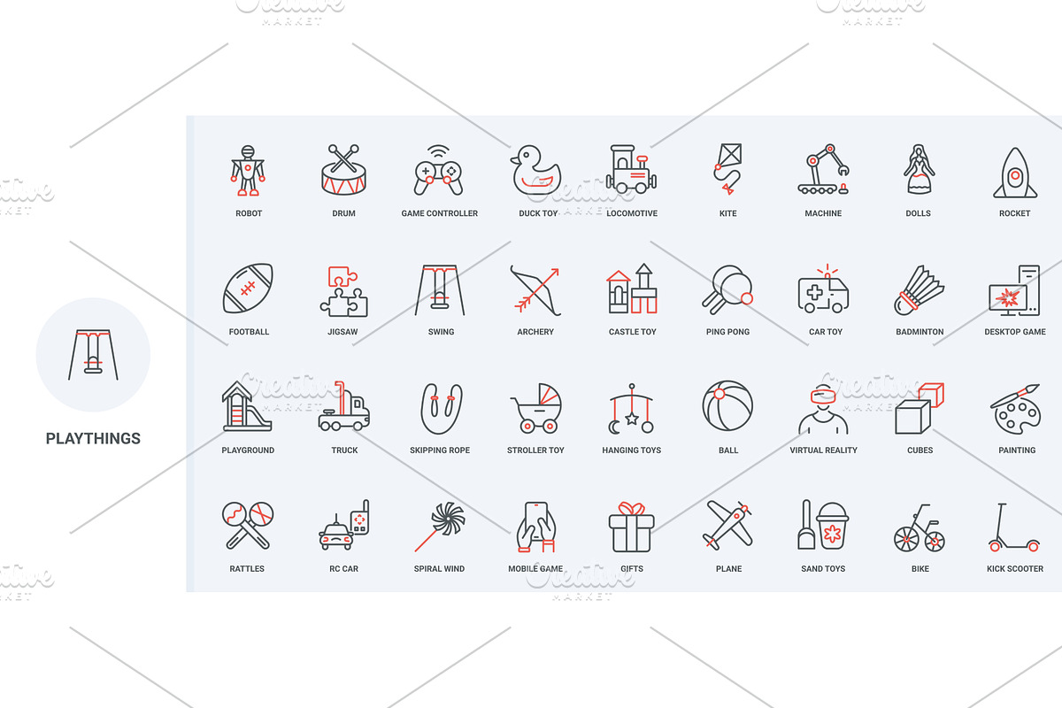 Game playground toys games icons, an Object Illustration by Lemberg Vector