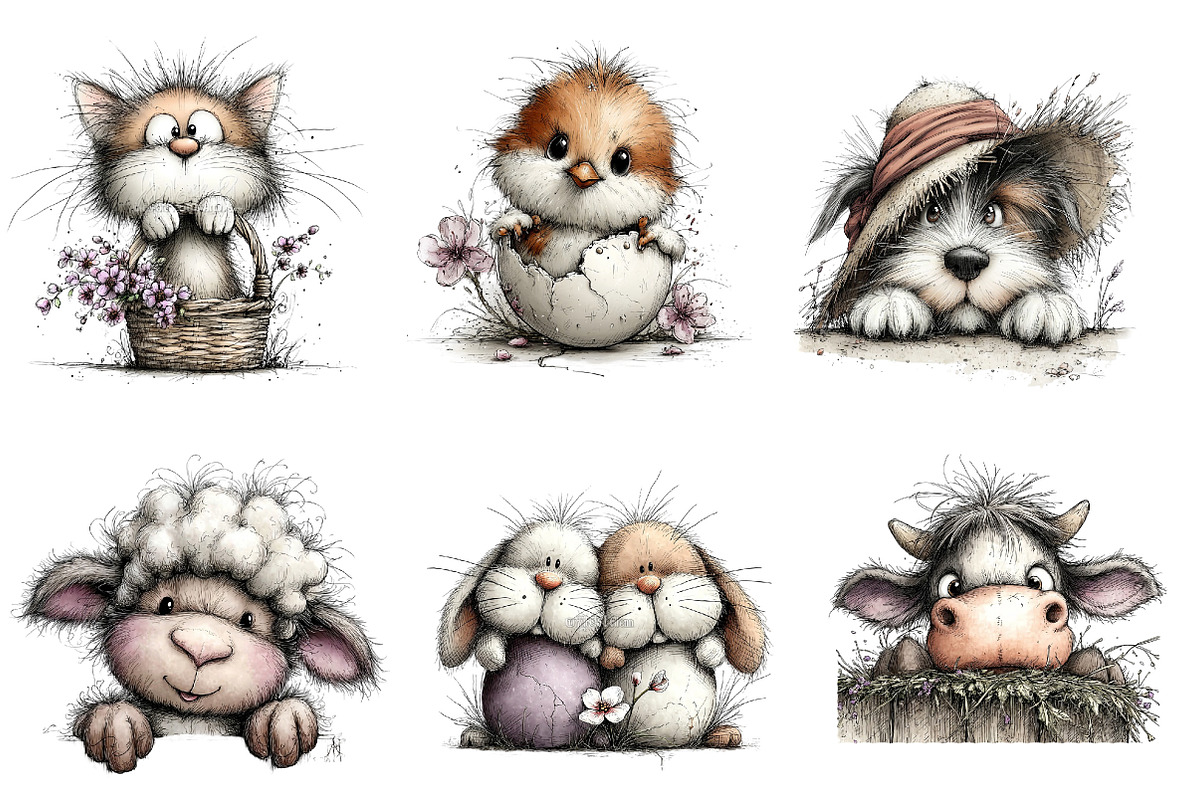 Peeking Easter Animals Clipart, an Illustration by Dream Creation (Photo 2 of 7)