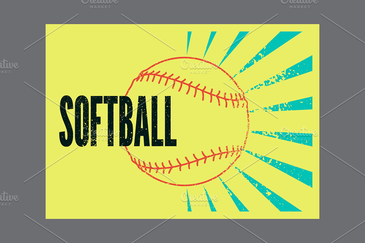 Softball vector poster set., a Sport Illustration by PoPaShop (Photo 8 of 8)
