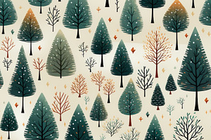 PINE TREE FOREST Seamless Pattern