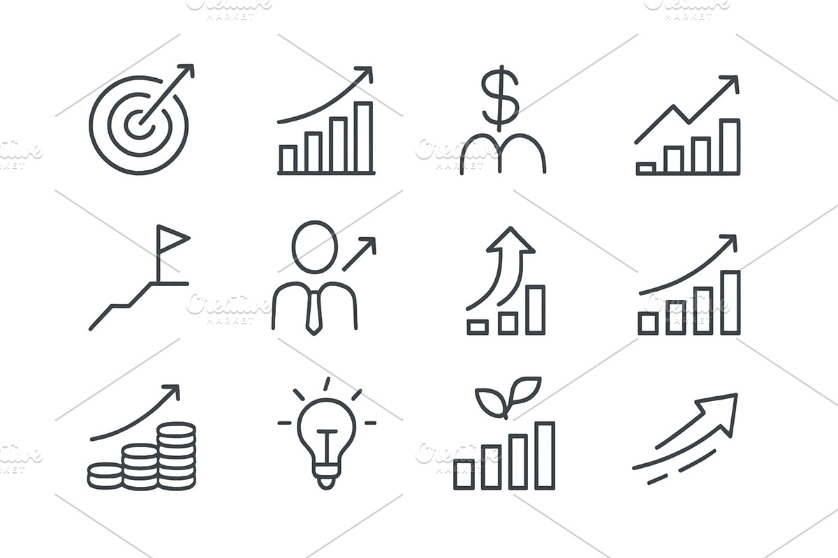 Icons display various symbols, a Finance Illustration by ZinetroN