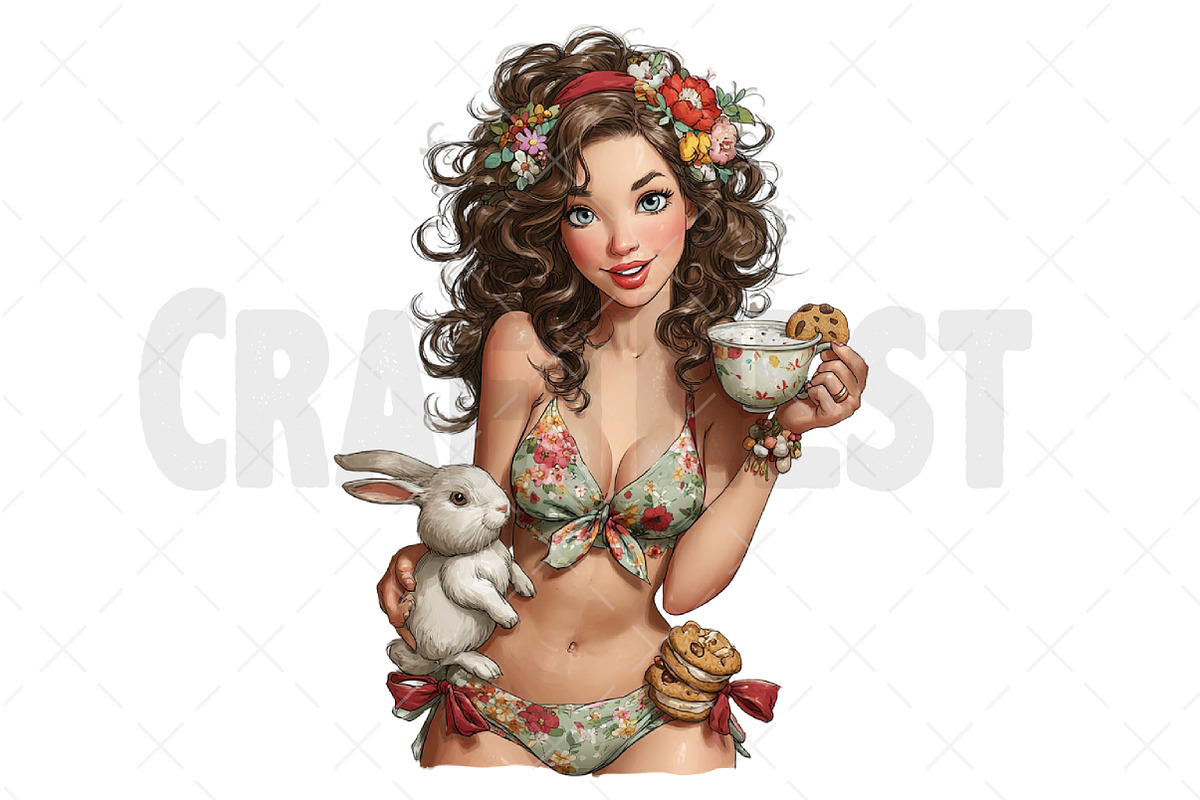 Whimsical Easter Coffee Girl Clipart, an Illustration by Craft Nest (Photo 12 of 12)