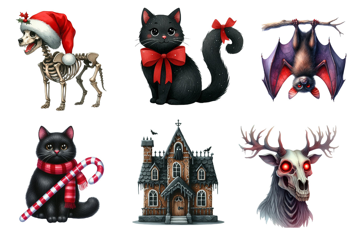Goth Christmas Clipart, an Illustration by CreationArt (Photo 2 of 7)