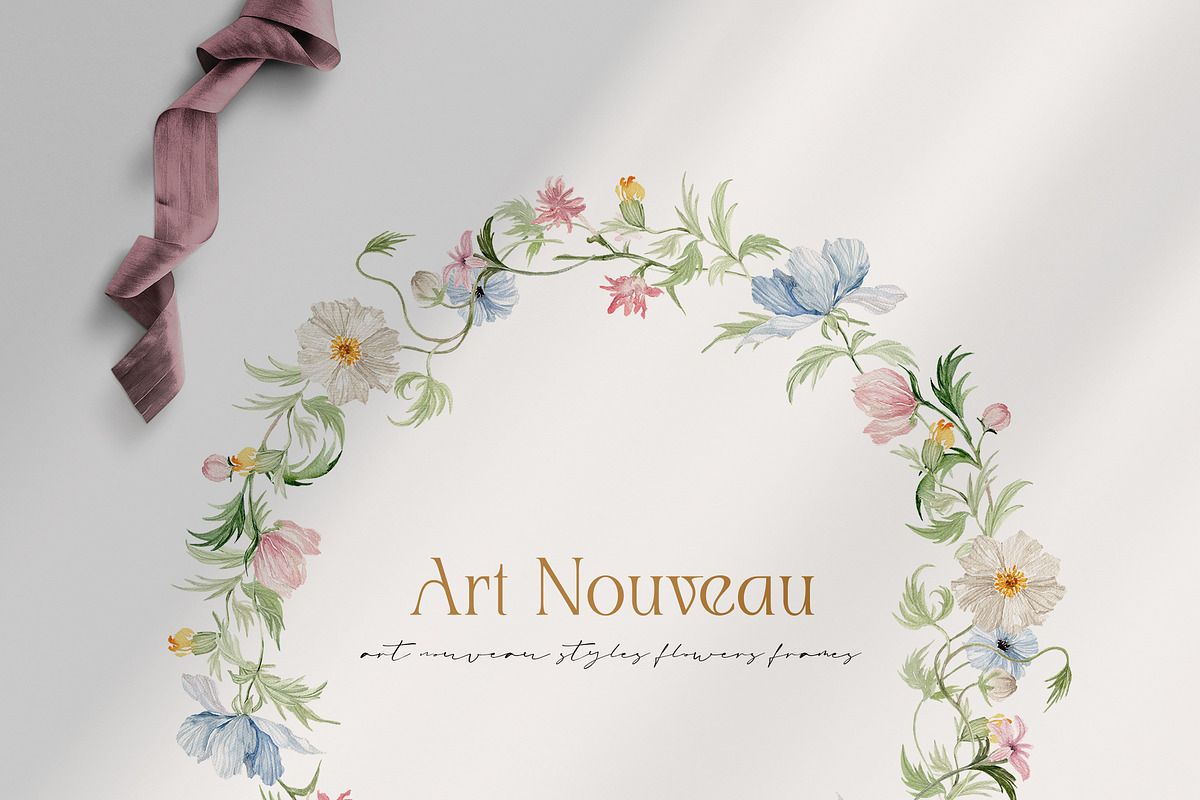 Watercolor Flower - Art Nouveau, a Decorative Illustration by Beigetime (Photo 11 of 14)