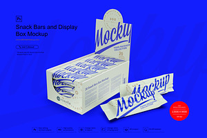 Snack Bars And Display Box Mockup