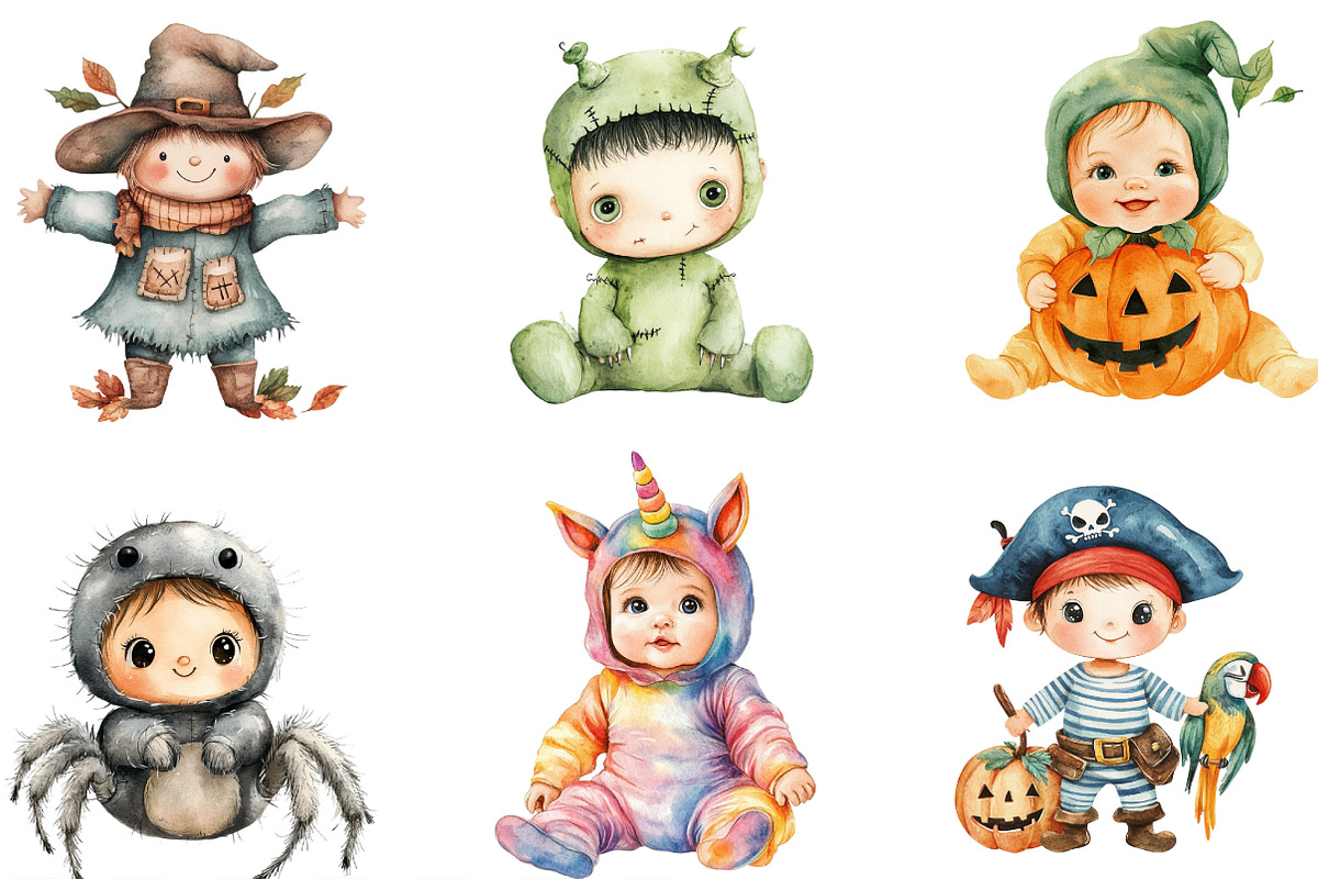 Watercolor Halloween Baby Costume, an Illustration by Designking (Photo 3 of 4)