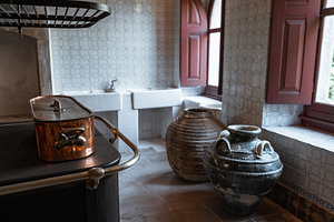 Rustic kitchen with antique jars, a Food & Drink Photo by SkyNext
