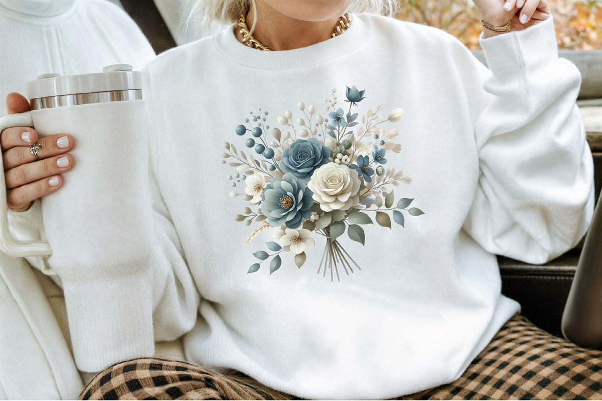 Elegant Dusty Blue Flowers Clipart, an Illustration by Sublimation Artist (Photo 4 of 6)
