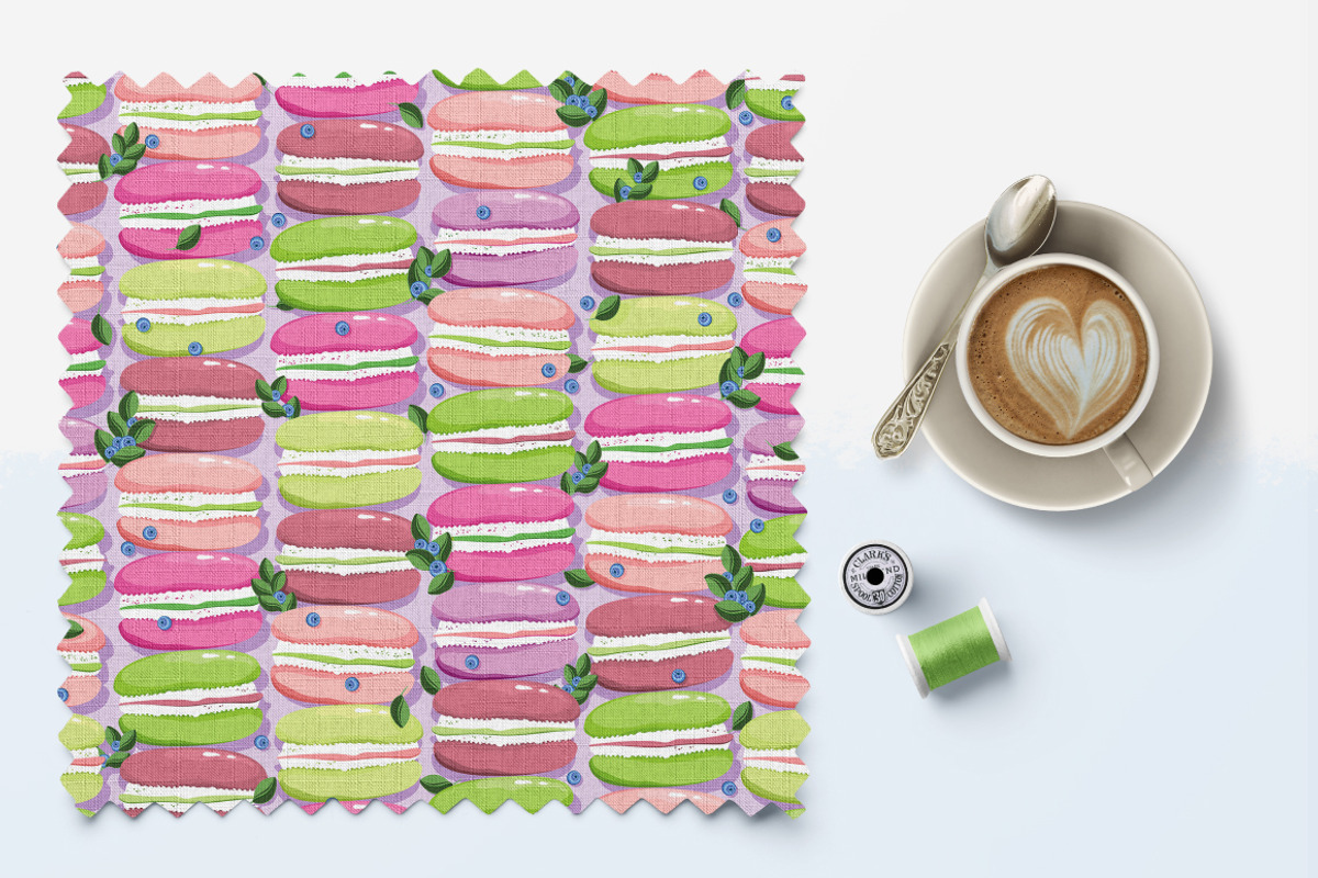 Macaron and blueberry sprigs, a Pattern Graphic by Yummy (Photo 6 of 7)