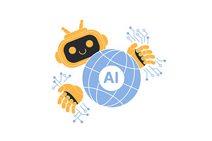 Future digital world creation ai, a Technology Illustration by Lemberg Vector