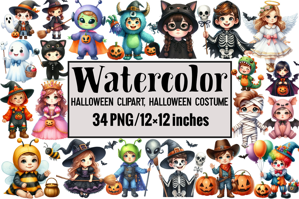Halloween Clipart, Halloween Costume, an Illustration by Design Market (Photo 1 of 4)