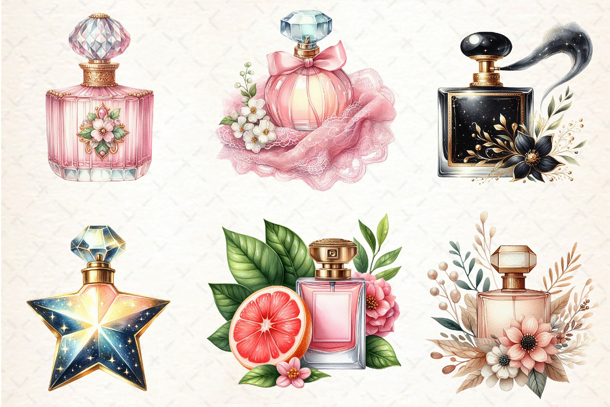 Watercolor Perfume Clipart, an Illustration by Libby Wishes (Photo 2 of 7)