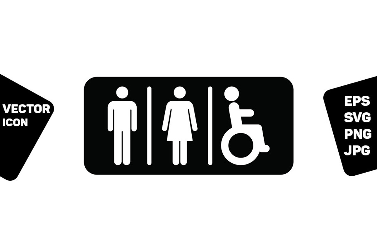 Restroom symbol man woman & disabled, an Icon by TukTuk Design