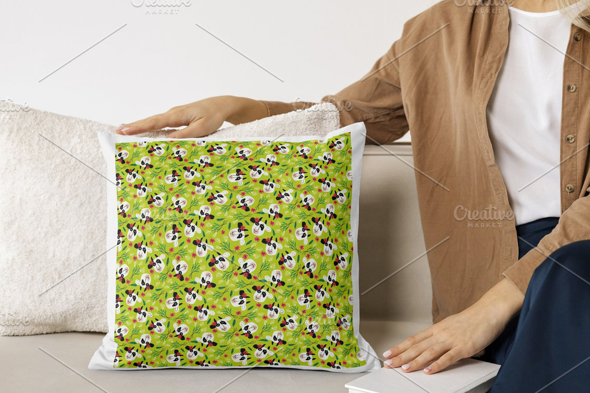 Green Hand drawn Pattern with Cows, a Pattern Graphic by Art's and patterns (Photo 3 of 3)