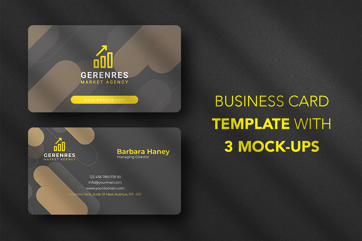 Business card Template & 3 Mock-up, a Business Card Template by Smashing_Studio (Photo 1 of 10)