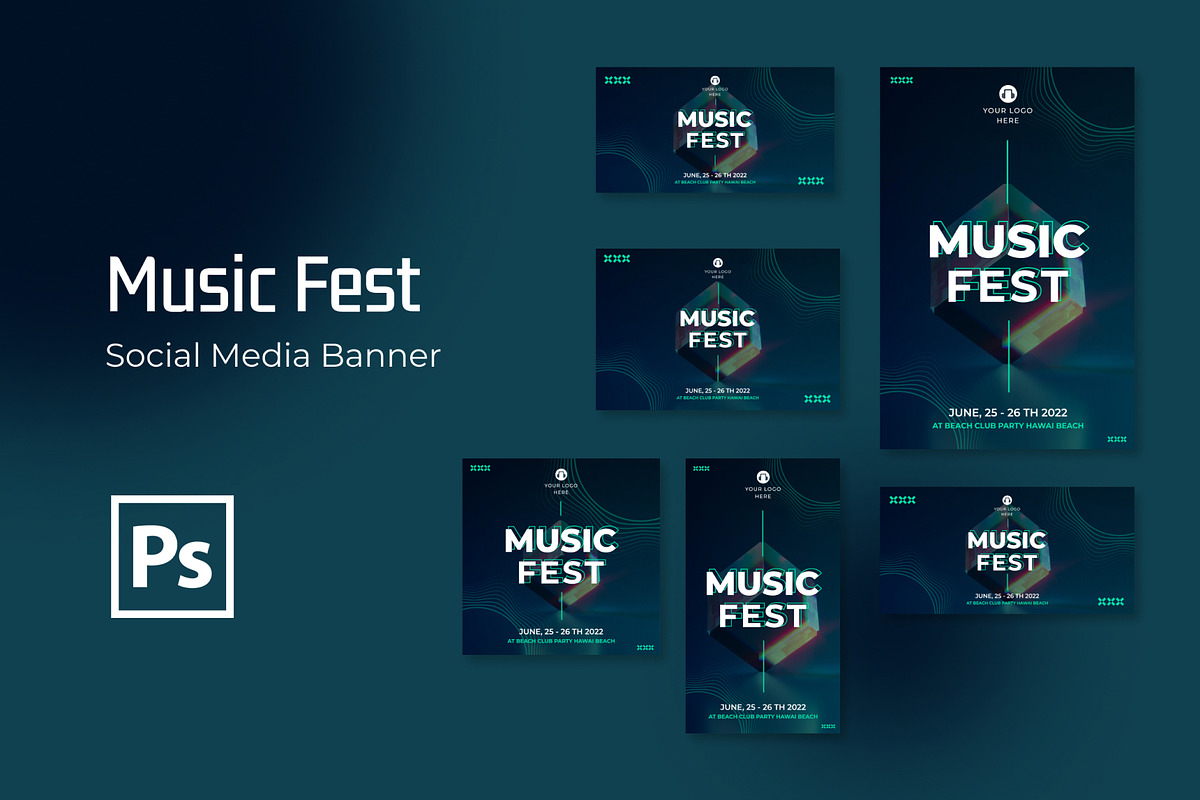 Music Fest Social Media Banner, a Social Media Template by Formatika Studio (Photo 1 of 3)