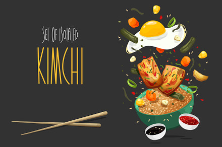 SET Kimchi. Vector illustration
