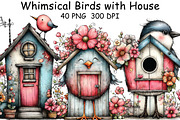 Whimsical Birds with House Clipart, an Illustration by CraftArtStudio (Thumbnail 1 of 6)