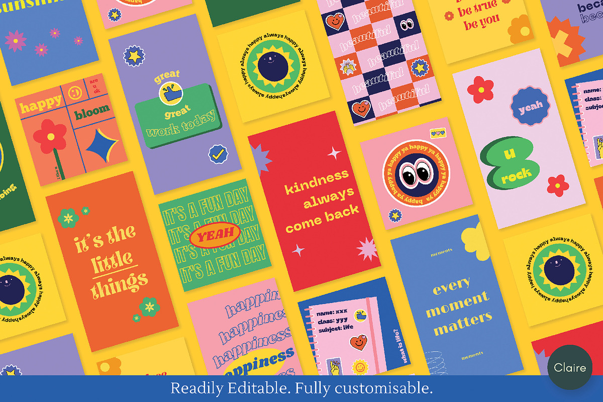 Retro Colorful Instagram Template, a Social Media Template by Clairee Design Studio (Photo 6 of 7)