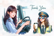 Bus Driver Watercolor Clipart, an Illustration by RobertsArt (Thumbnail 3 of 8)