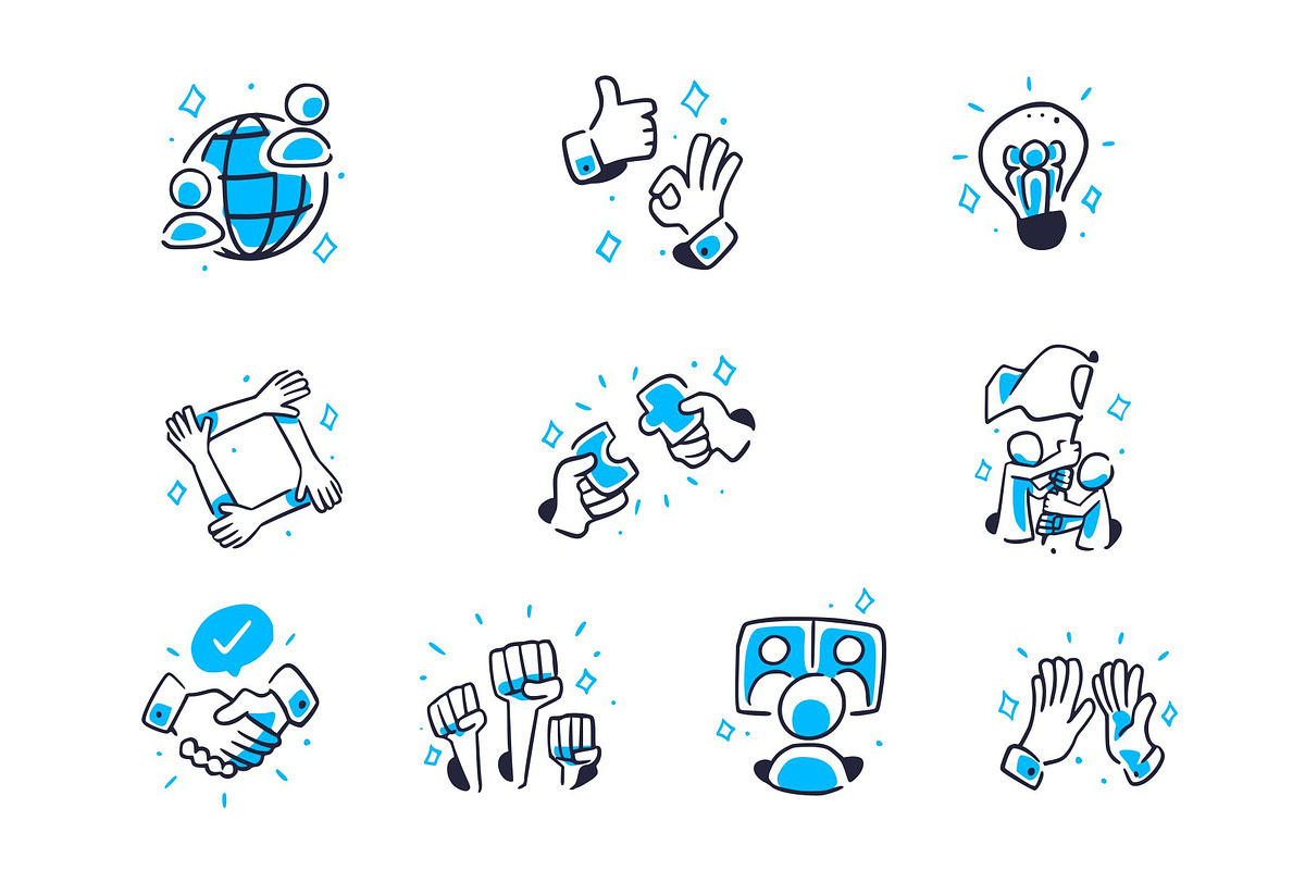 Team Collaboration Doodle Icon Set, an Object Illustration by SLAB! Design (Photo 3 of 3)