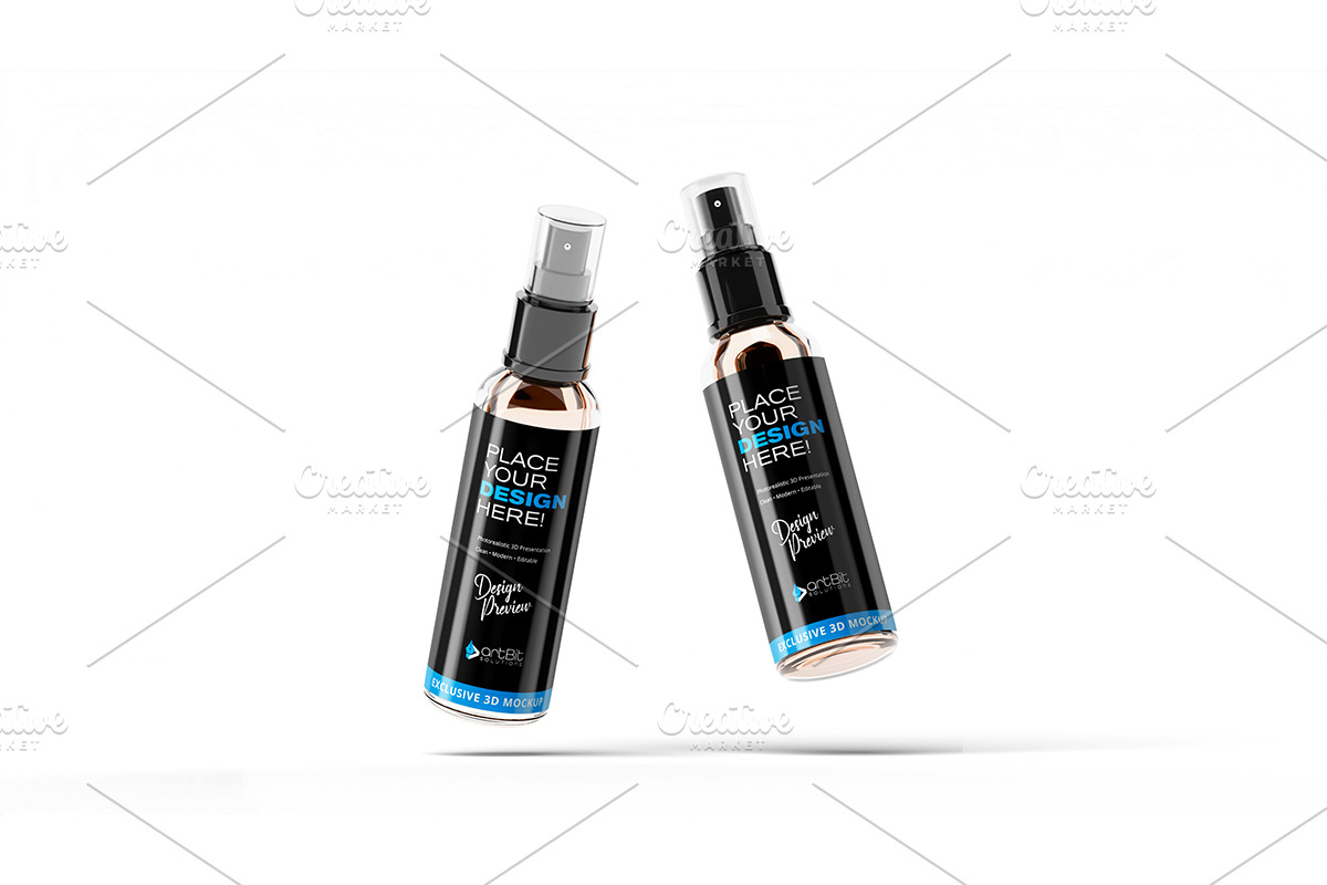 Cosmetic Spray Bottle Mockup Set, a Packaging Mockup by artBit Design Studio (Photo 2 of 6)
