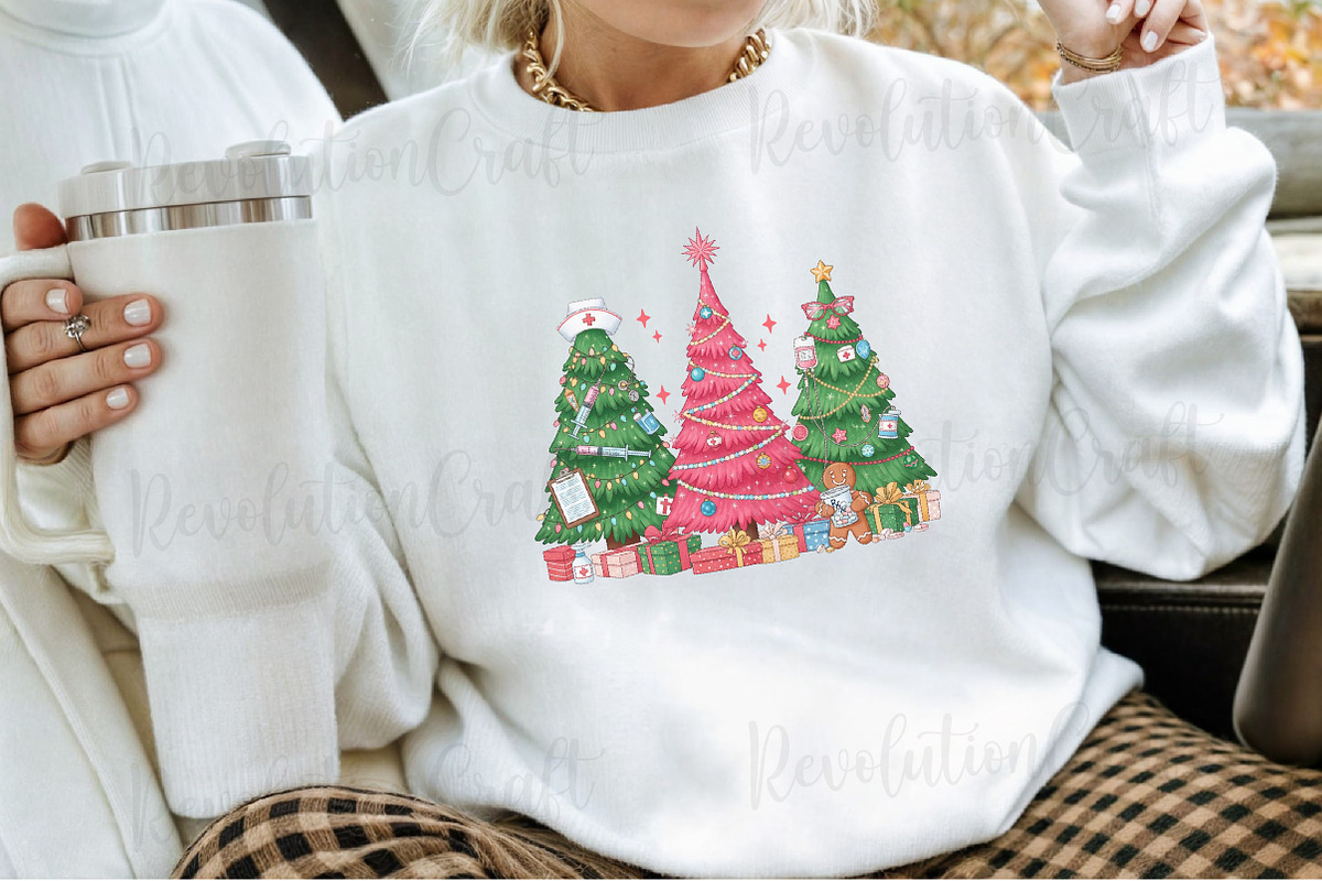Nurse Christmas Trees Sublimation, an Illustration by OK Design (Photo 2 of 4)