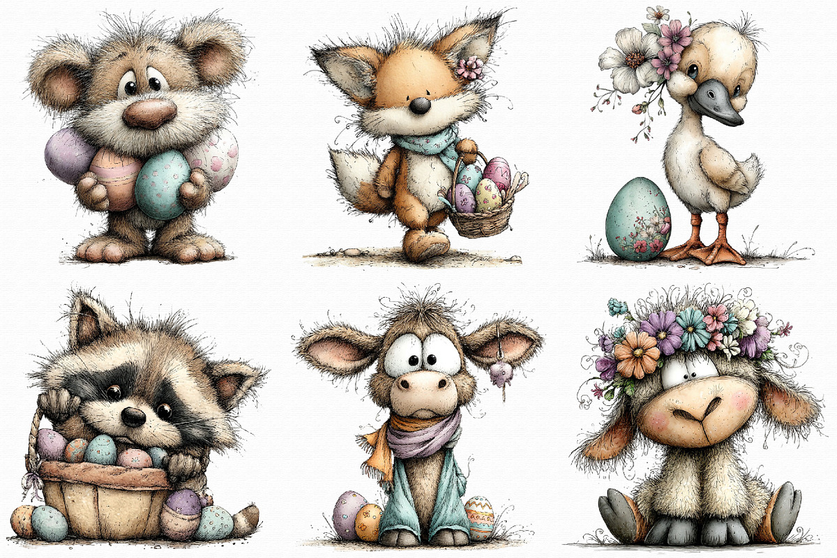 Whimsical Easter Animal Clipart, an Illustration by Libby Wishes (Photo 2 of 9)