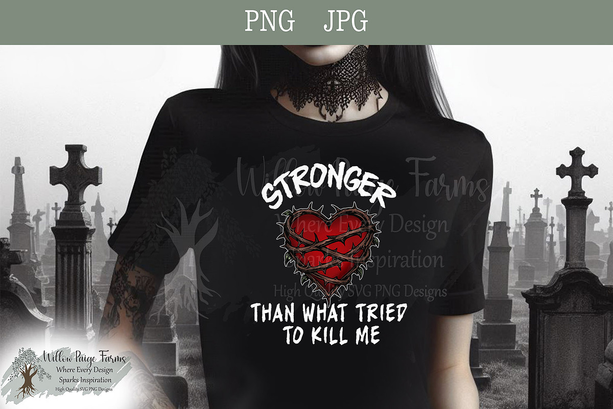 Gothic Heart Thorns stronger quote, an Object Illustration by Willow Paige Farms (Photo 2 of 5)