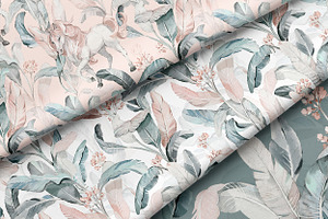 Fantasy Pattern With Tropical Leaves