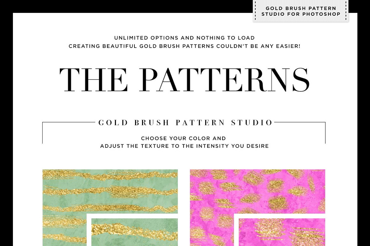 Gold Brush Pattern Studio Photoshop, a Layer Style Add-On by Creators Couture (Photo 4 of 5)