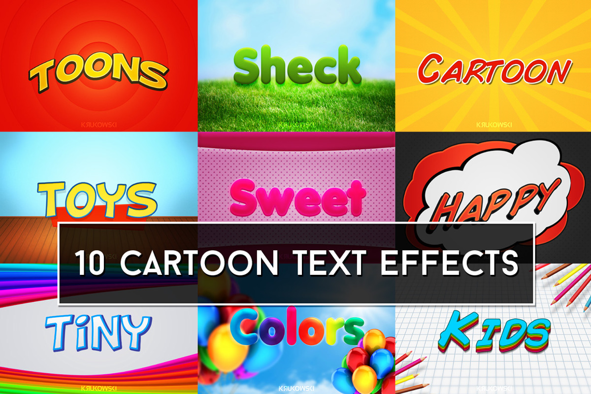 Cartoon Text Effects, a Brushes & More by Krukowski Graphics (Photo 1 of 3)