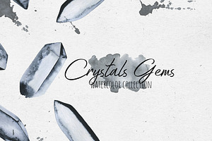 Crystals Gems Watercolor