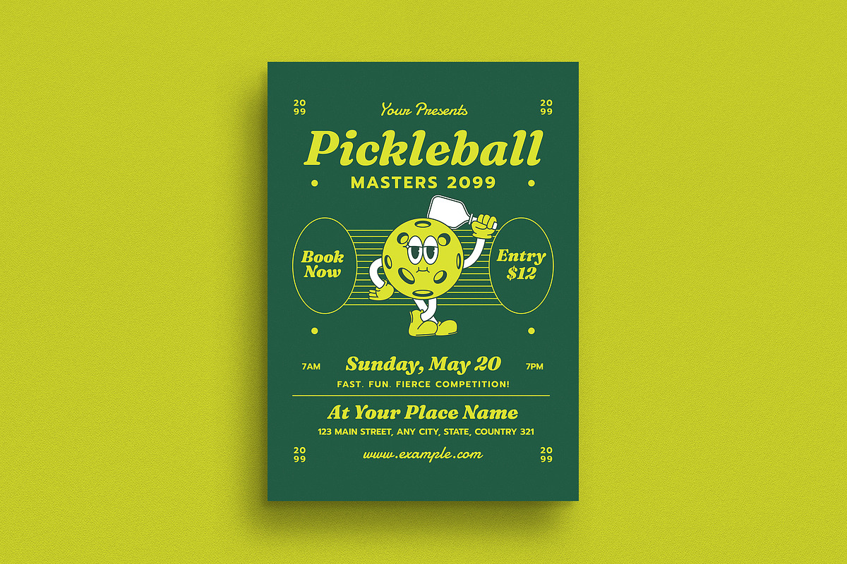 Retro Pickleball Tournament Flyer, a Flyer Template by Guuver (Photo 1 of 3)