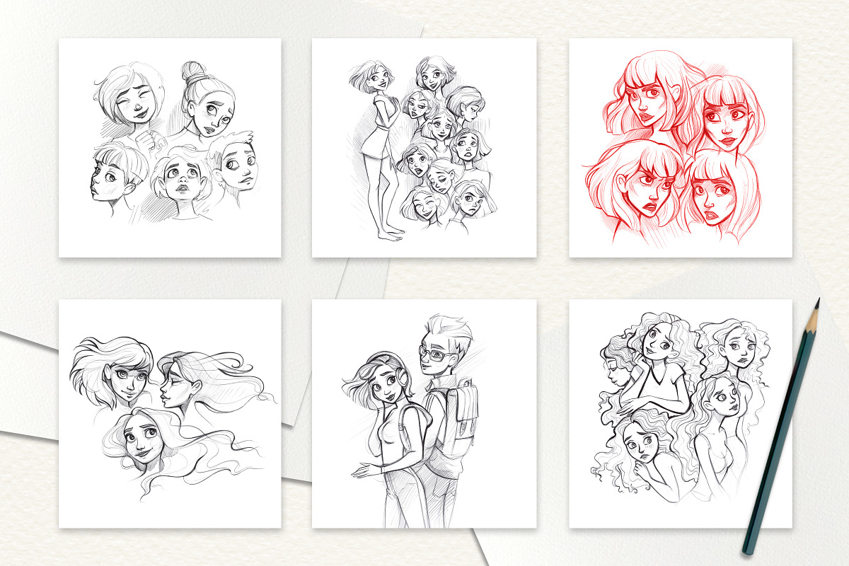 Collection of hand drawn sketches, an Illustration by NadyaKo (Photo 6 of 6)