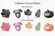 Autumn Linocut Floral Clipart, an Object Graphic by ArtIrisArt (Thumbnail 2 of 4)