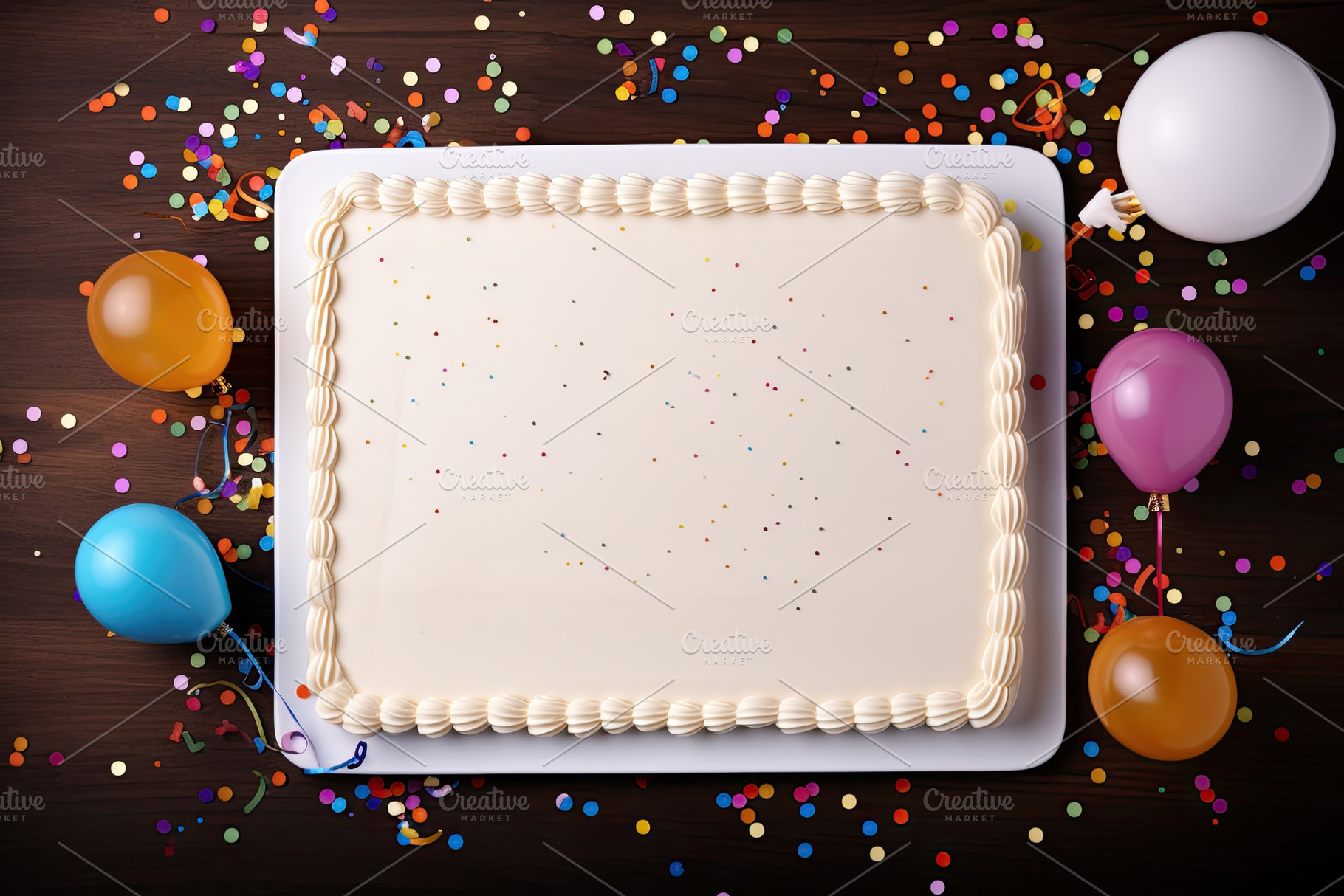 Birthday cake with balloons and conf, a Photo by Iftikhar Alam