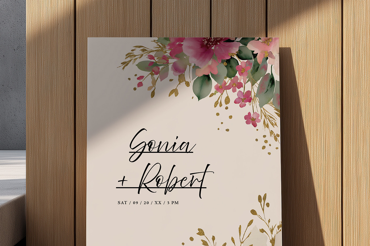 Floral Wedding Invitation Template preview 2