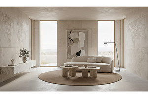Minimalist living room with a curved, an Architecture Photo by Igor Tichonow