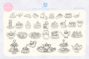 Afternoon Tea Desserts Line Art, a Decorative Illustration by Blumensdiary (Thumbnail 2 of 6)