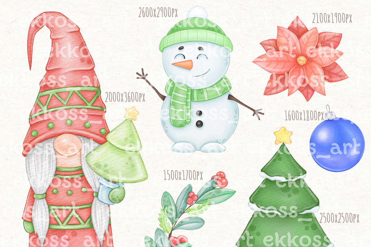 Christmas Clipart, Cute Santa Claus, an Illustration by ekossa_art (Photo 6 of 9)