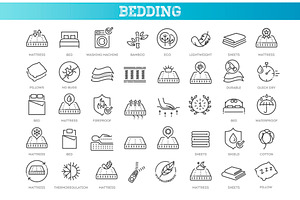 Set of outline bedding icons, an Object Illustration by Tettygreen