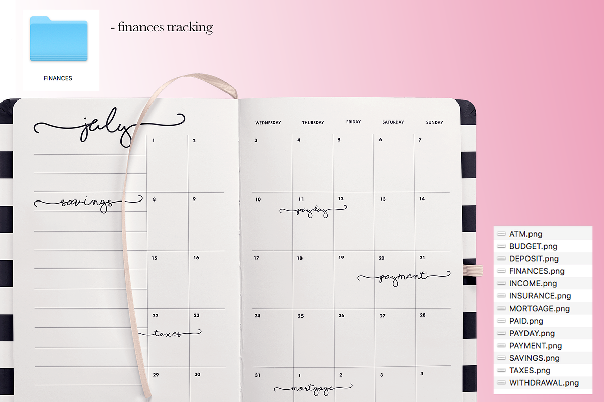 Printable Script Planner stickers, an Icon by The GG Shop