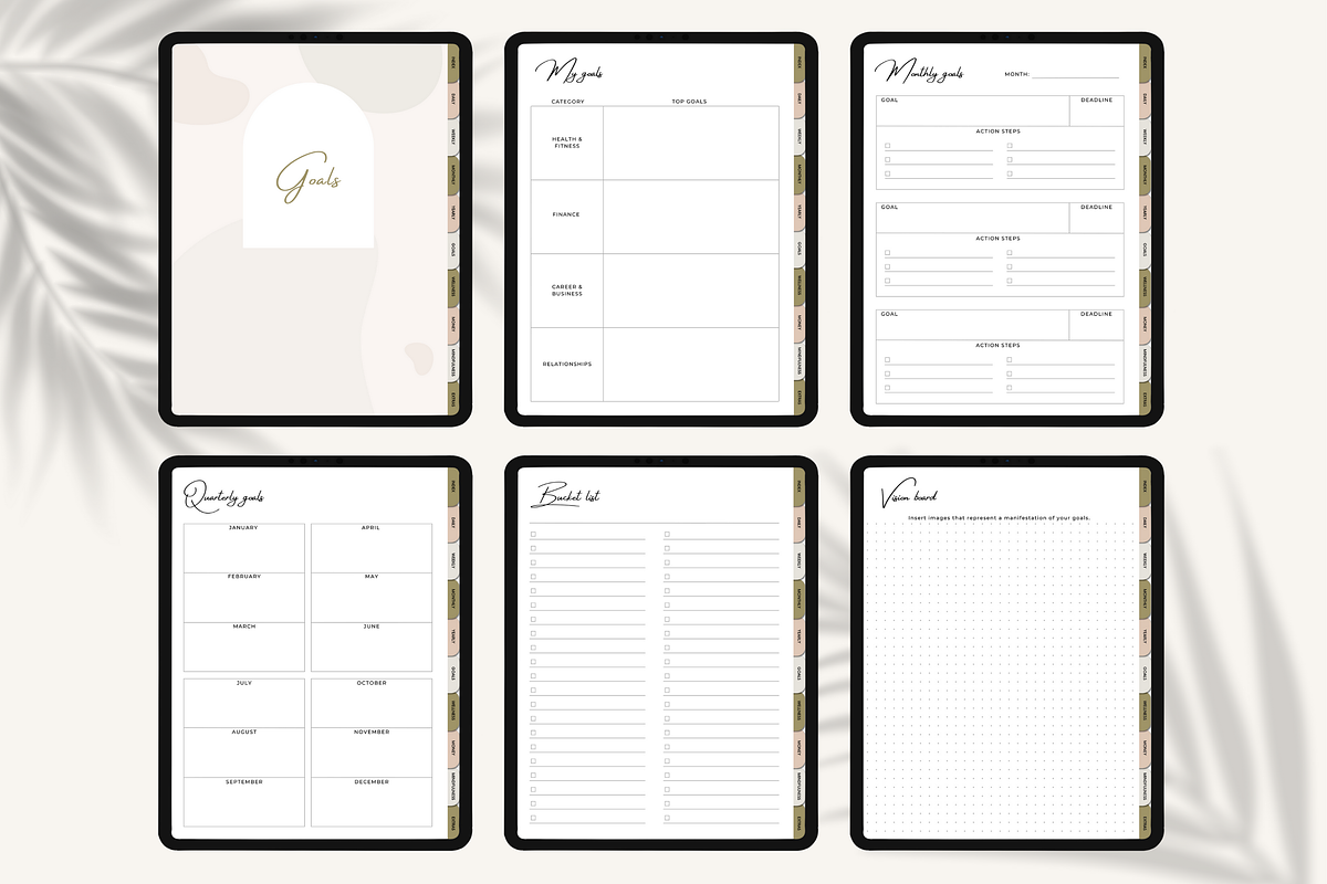 Undated Digital Life Planner iPad, a Templates & Theme by HoneyGlowStudioCo (Photo 4 of 9)